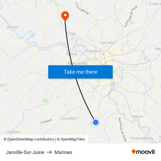Janville-Sur-Juine to Marines map