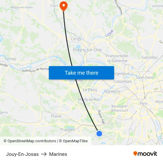 Jouy-En-Josas to Marines map