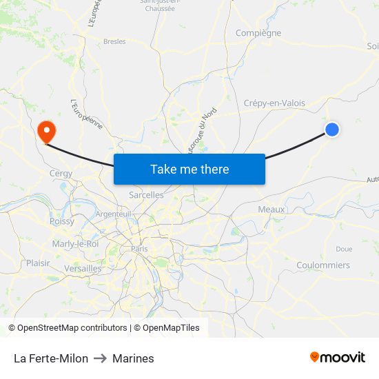La Ferte-Milon to Marines map