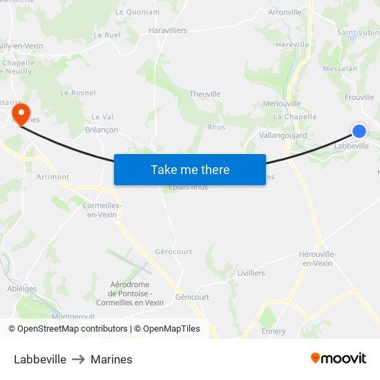 Labbeville to Marines map