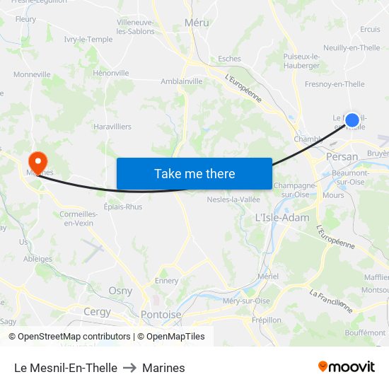 Le Mesnil-En-Thelle to Marines map