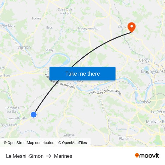 Le Mesnil-Simon to Marines map