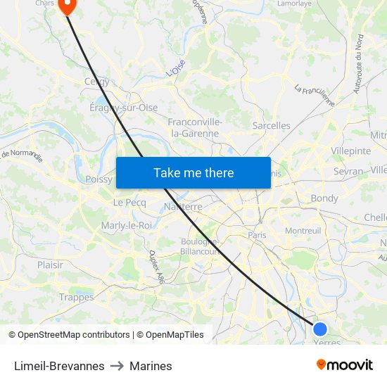 Limeil-Brevannes to Marines map