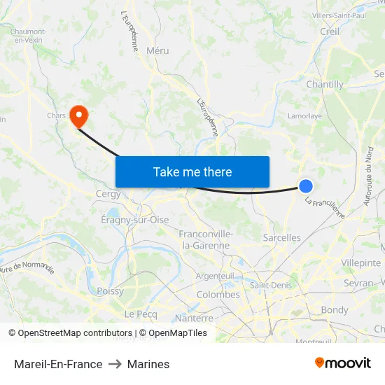 Mareil-En-France to Marines map