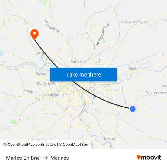 Marles-En-Brie to Marines map