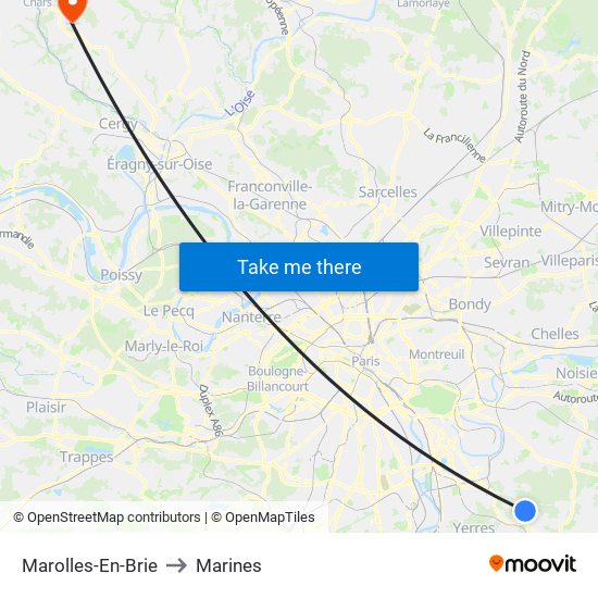 Marolles-En-Brie to Marines map