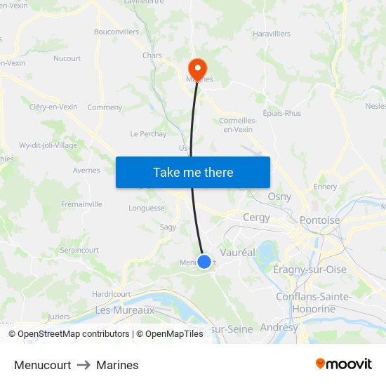 Menucourt to Marines map