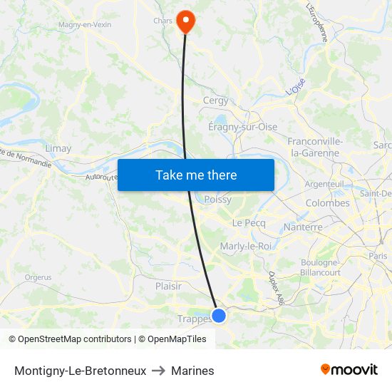 Montigny-Le-Bretonneux to Marines map