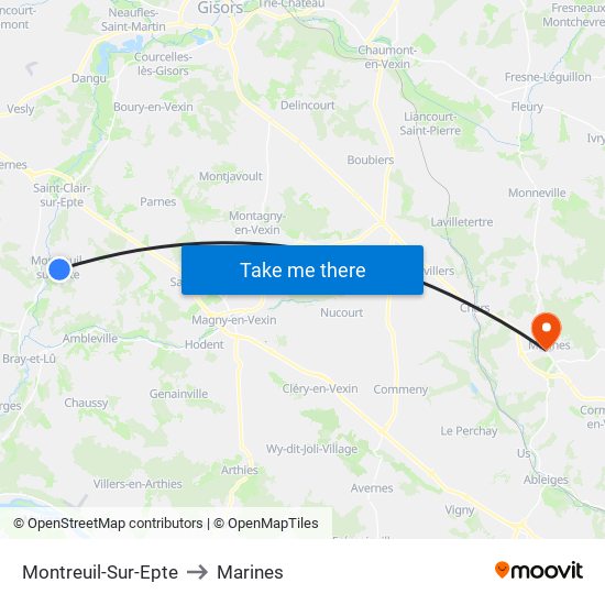 Montreuil-Sur-Epte to Marines map