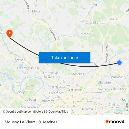 Moussy-Le-Vieux to Marines map