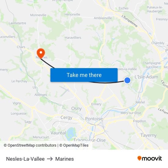 Nesles-La-Vallee to Marines map