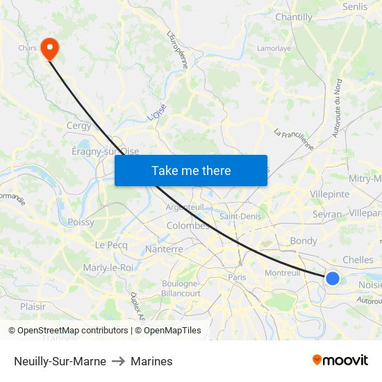 Neuilly-Sur-Marne to Marines map