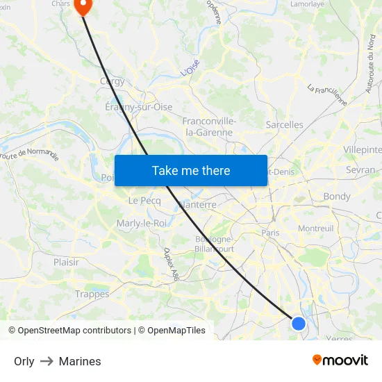 Orly to Marines map