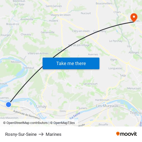 Rosny-Sur-Seine to Marines map