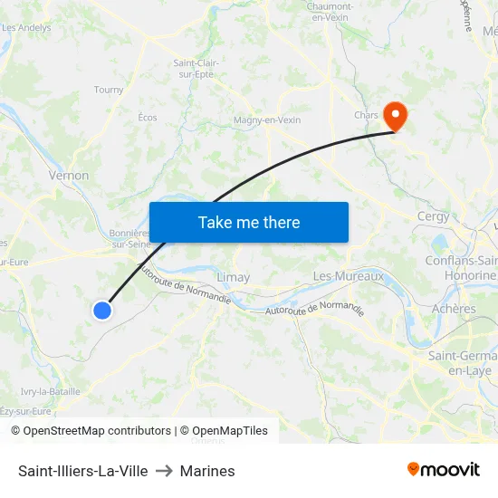 Saint-Illiers-La-Ville to Marines map
