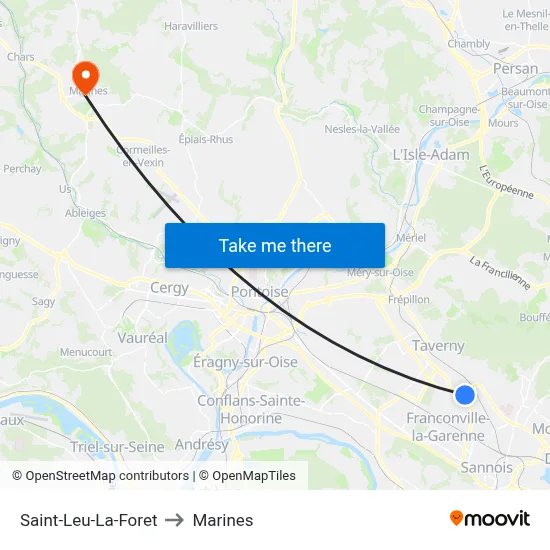 Saint-Leu-La-Foret to Marines map
