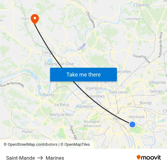 Saint-Mande to Marines map