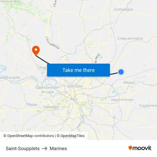 Saint-Soupplets to Marines map