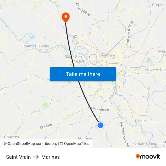 Saint-Vrain to Marines map