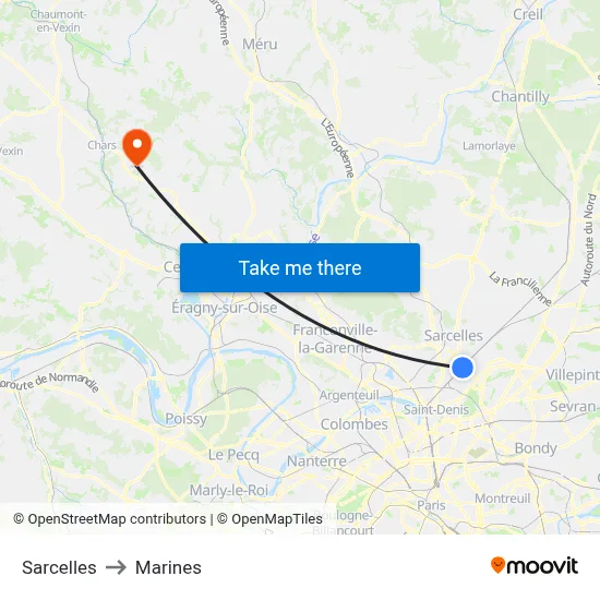 Sarcelles to Marines map