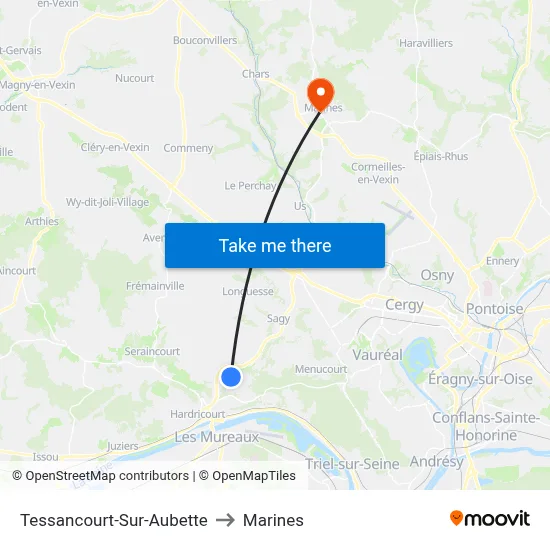 Tessancourt-Sur-Aubette to Marines map