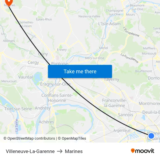 Villeneuve-La-Garenne to Marines map