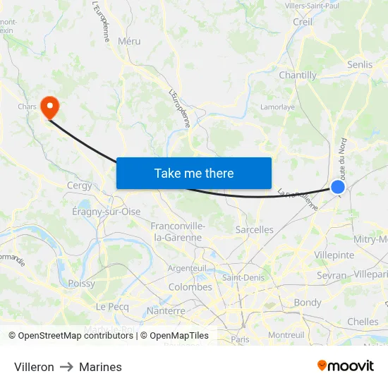 Villeron to Marines map