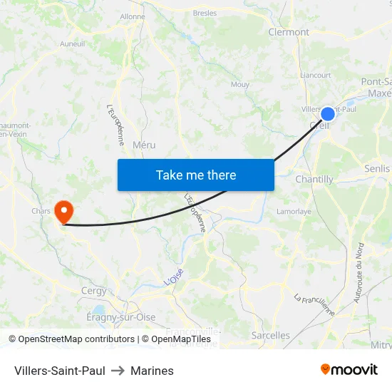 Villers-Saint-Paul to Marines map