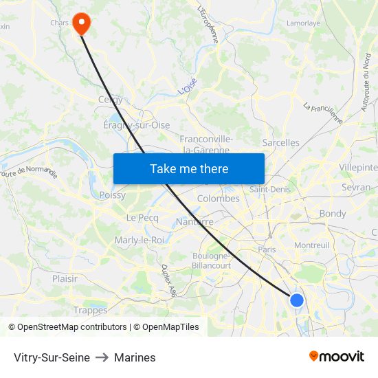 Vitry-Sur-Seine to Marines map