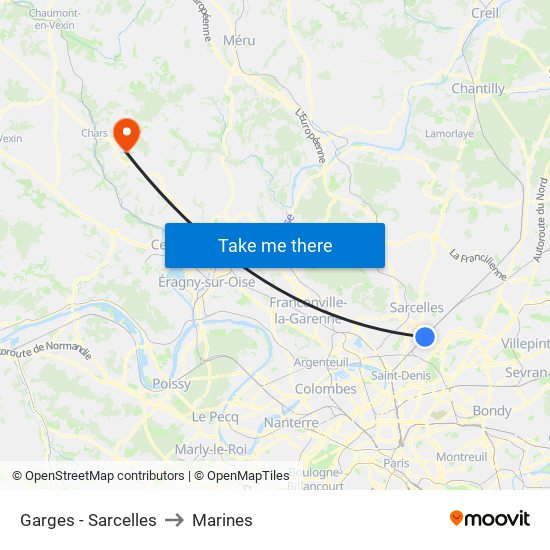 Garges - Sarcelles to Marines map