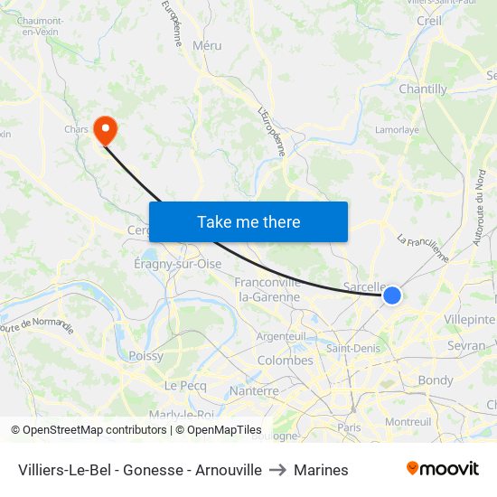 Villiers-Le-Bel - Gonesse - Arnouville to Marines map