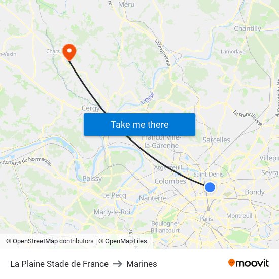La Plaine Stade de France to Marines map