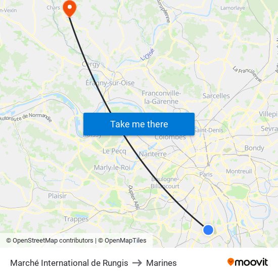 Marché International de Rungis to Marines map