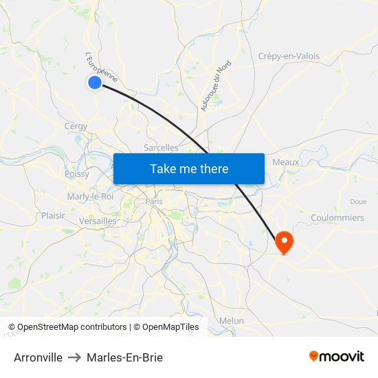 Arronville to Marles-En-Brie map