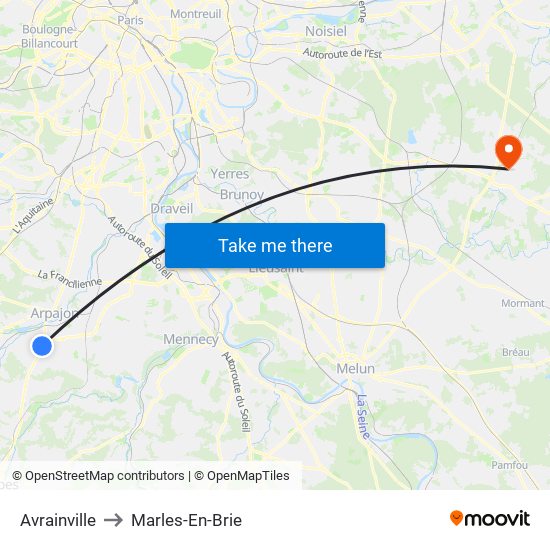 Avrainville to Marles-En-Brie map