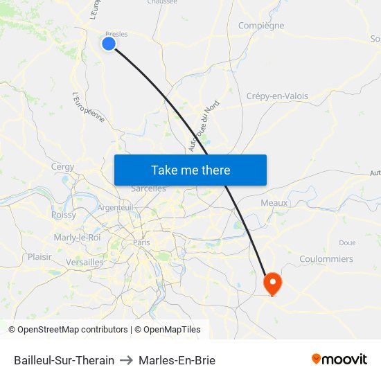Bailleul-Sur-Therain to Marles-En-Brie map