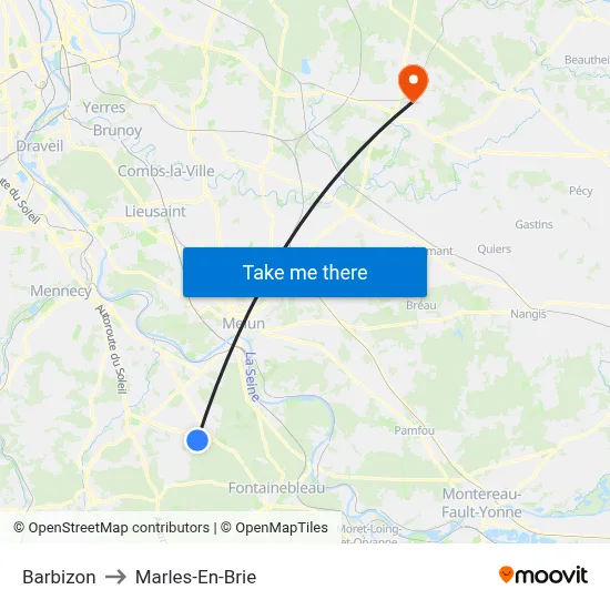 Barbizon to Marles-En-Brie map