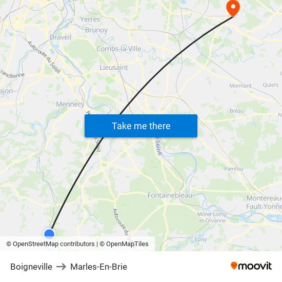 Boigneville to Marles-En-Brie map