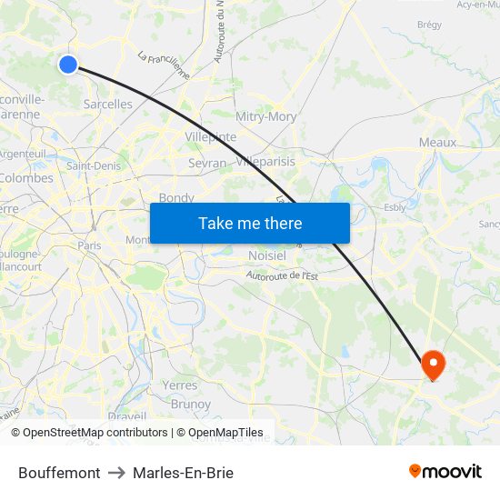 Bouffemont to Marles-En-Brie map