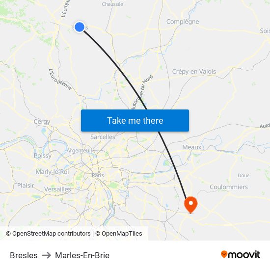 Bresles to Marles-En-Brie map