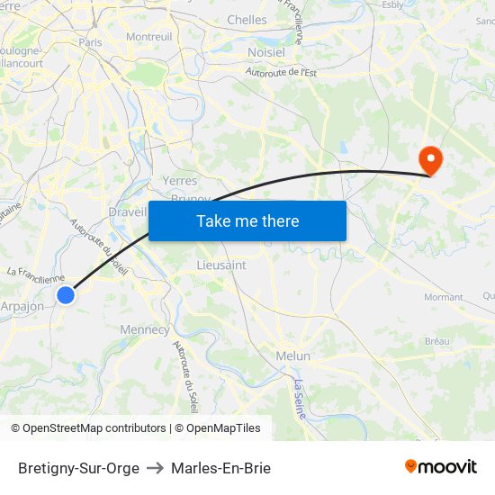 Bretigny-Sur-Orge to Marles-En-Brie map