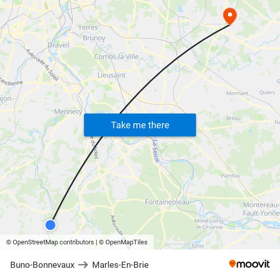 Buno-Bonnevaux to Marles-En-Brie map
