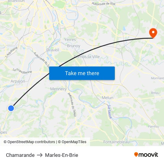 Chamarande to Marles-En-Brie map
