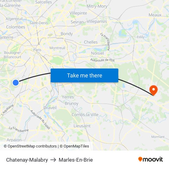 Chatenay-Malabry to Marles-En-Brie map