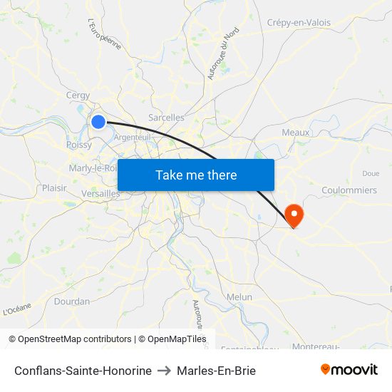 Conflans-Sainte-Honorine to Marles-En-Brie map