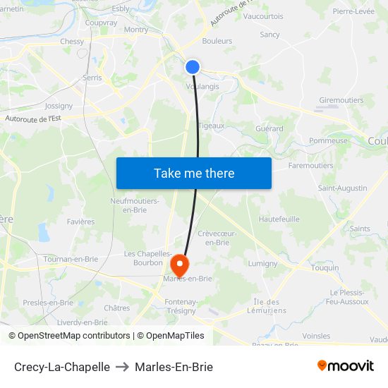 Crecy-La-Chapelle to Marles-En-Brie map