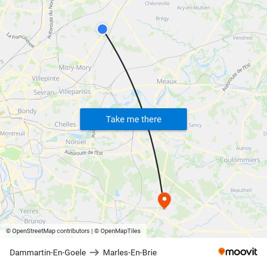 Dammartin-En-Goele to Marles-En-Brie map