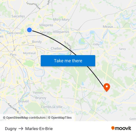 Dugny to Marles-En-Brie map