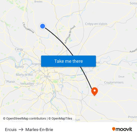 Ercuis to Marles-En-Brie map