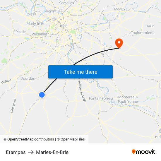 Etampes to Marles-En-Brie map